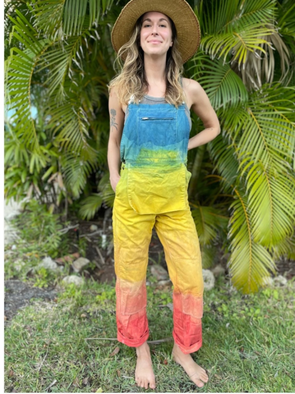 Kristin Arzt Naturally Dyed Rainbow Overalls (NWT)